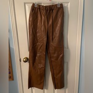 Vegan Leather Drawstring Brown Medium Pants